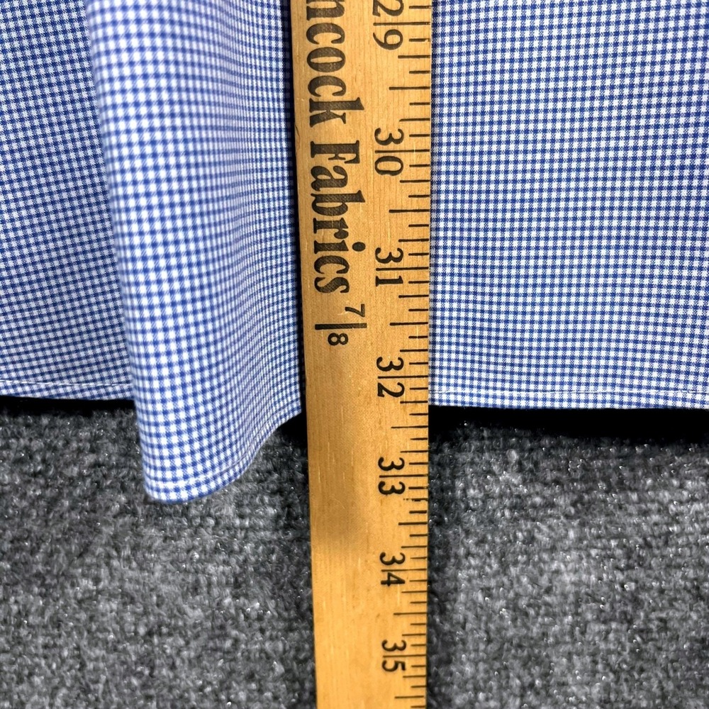Ralph Lauren Mens Blue Gingham Slim Fit Non Iron Dress Shirt 17 34 35 - Picture 6 of 7